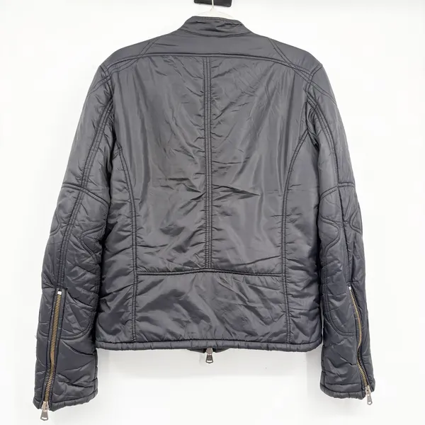 Diesel Womens Black Vintage Y2K Quilted Moto Utility Bomber Jacket Size L - Image 7