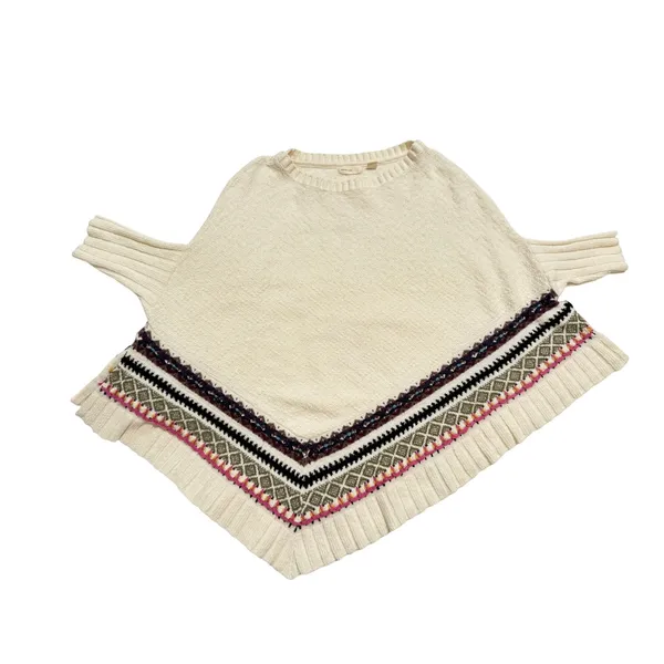 Anthropologie Sleeping on Snow Woodland Stroll Poncho Women ML Cream Good Boho - Image 2