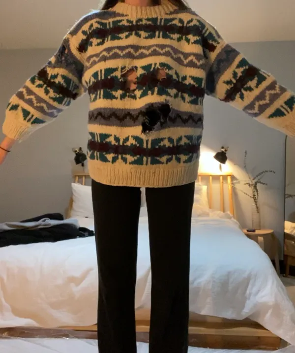Vintage 90s Distressed Chunky Knit Sweater 🔥 Blue - Image 5