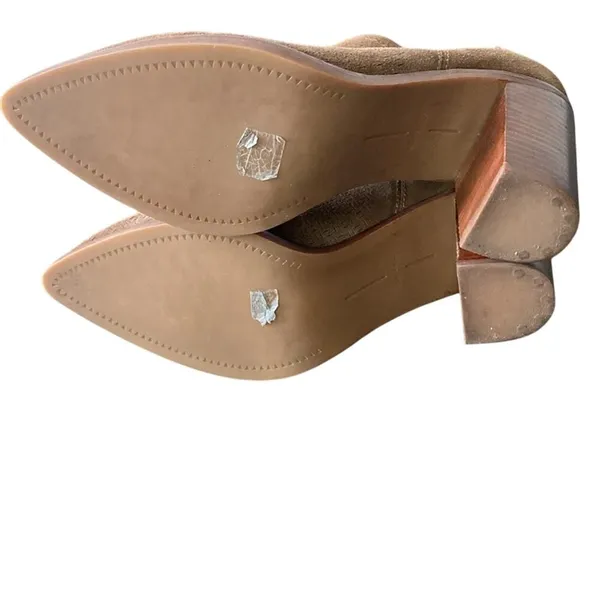 DOLCE VITA Suede Bootie Womens Sz 11 Tan Stacked Heel Pointed Toe - Image 7