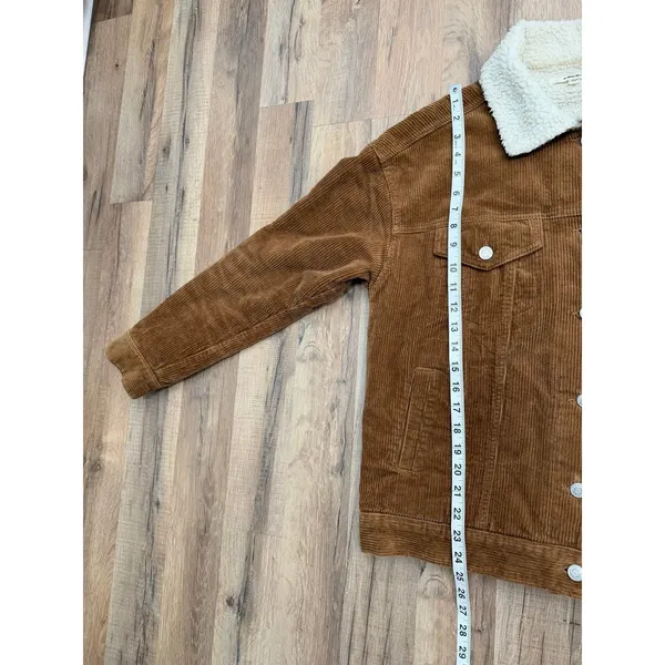 PacSun Brown Corduroy Sherpa Jacket XS Unisex Button‎ Front Cozy - Image 8