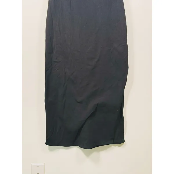 Abercrombie & Fitch Sleeveless Ribbed Side Slit Midi Dress Size S Tall Black LBD - Image 10