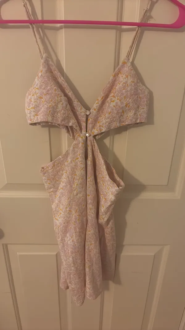 ZARA Floral Mini Dress Cut-Out Linen Blend - Image 2