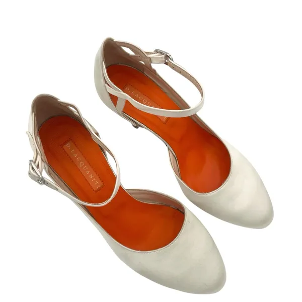 D. Lacquaniti white Satin d'Orsay Mary Jane heels Sz 37 Bridal Luxury Designer - Image 5