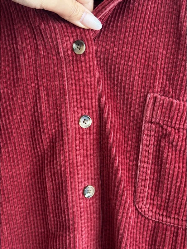 L.L.Bean Women's Corduroy Button-Up Shirt Jacket Red XL Cotton - Image 5