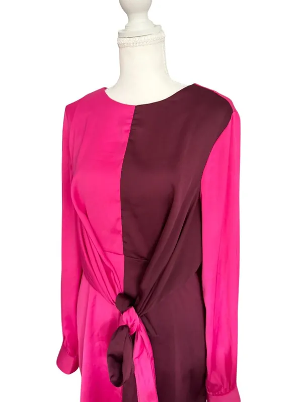 STEVE MADDEN Burgundy Pink Block Long Sleeve Dress Size Small - Image 4