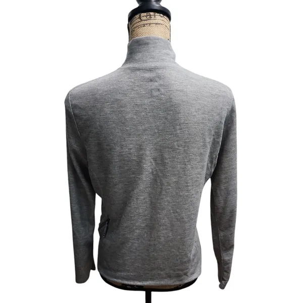 Billy Reid REI Quarter Zip Pullover Long Sleeve Athletic Top Gray Polyester‎ Womens L - Image 2