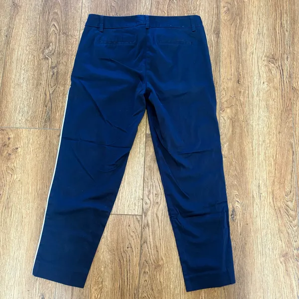 J.Crew Navy Blue White Side Stripe Stretch Cotton Chino Pants Cropped Womens 4‎ - Image 9