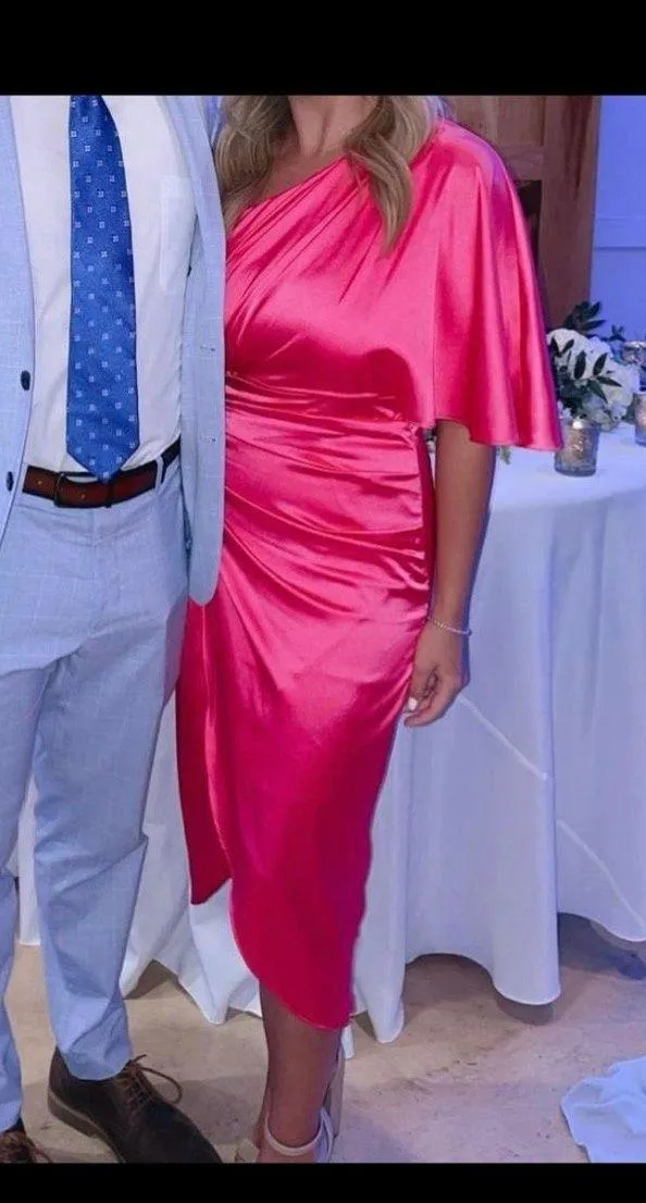 Amazon One Shoulder Pink midi Dress - Image 2