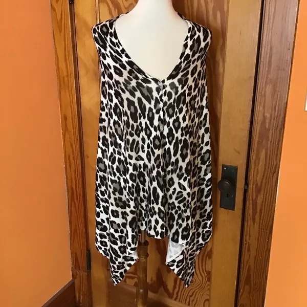Chico’s Leopard Print Poncho Sweater | Button Front Asymmetrical Top - Image 9
