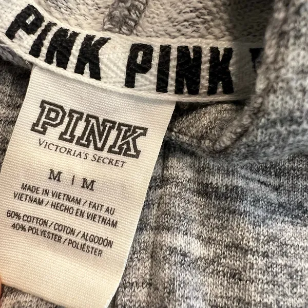 PINK vintage Bling vs gray zip up jacket with red sequins M women - Image 7