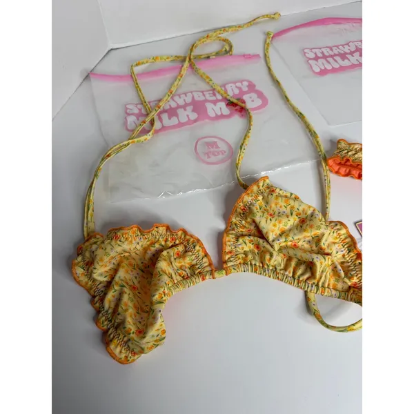 NEW Strawberry Milk Mob Yellow Bikini Size Medium Swim - Image 2
