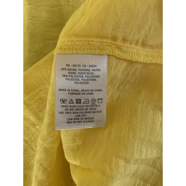 Maeve Anthropologie Verona Yellow V‎ Neck Tie Balloon Sleeve Blouse Boho Flowy M - Image 5