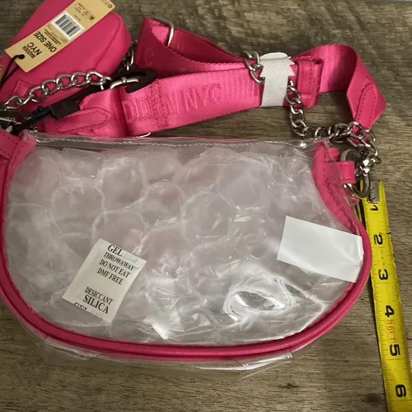 MADDEN NYC New! Women’s clear convertible fanny pack with pouch hot pink - Image 7