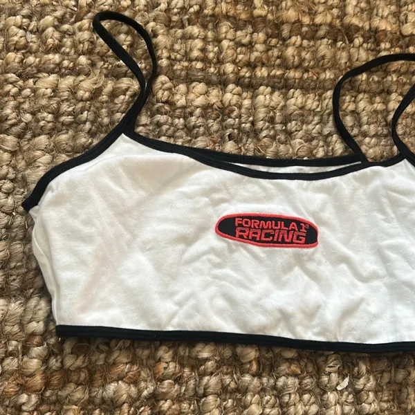 PacSun Formula 1 Racing White Crop Tank Size Medium - Image 2
