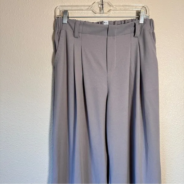 Halara Grey High Rise Wide Leg Pants Womens L Casual Comfort Classic Trousers - Image 3