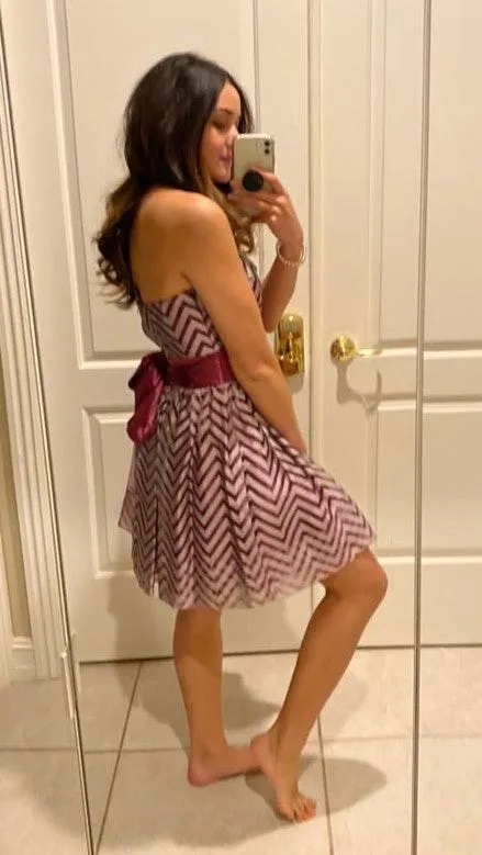 Purple Stripped Homecoming Dress - Image 3
