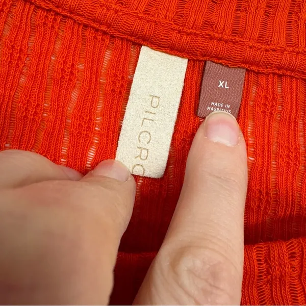 Pilcro and the Letterpress Anthropologie Orange Ribbed Knit Crew Neck Sweater Womens XL Fall Casual - Image 5