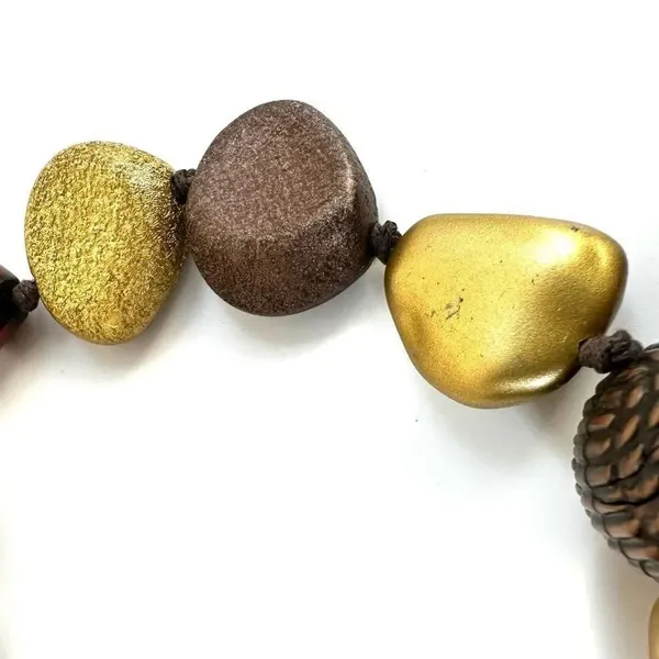 JS gold tone and brown chunky choker necklace - Image 9