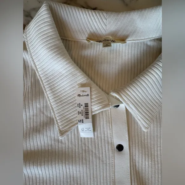 NWT Madewell Winter White Snap-Front Cardigan Sweater Top Size Medium - Image 8