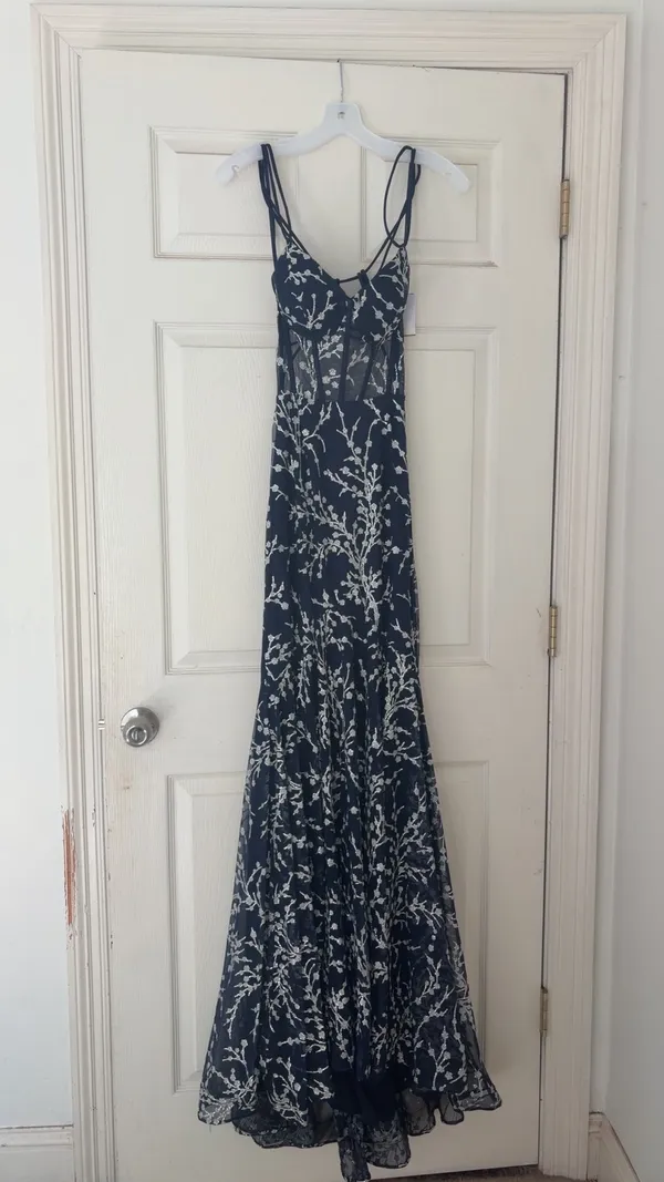 Prom Dress David's Bridal Blue Navy Long - Image 4
