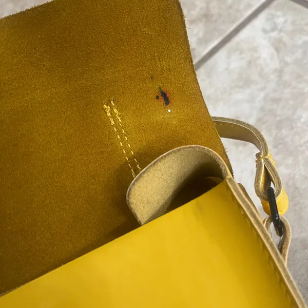 Dr Martens 7 Inch Yellow Leather Satchel Mini Crossbody Bag Buckle Accent - Image 10