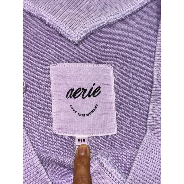 Aerie Women's Purple Oversized V-Neck Sweatshirt Size Medium - Image 3