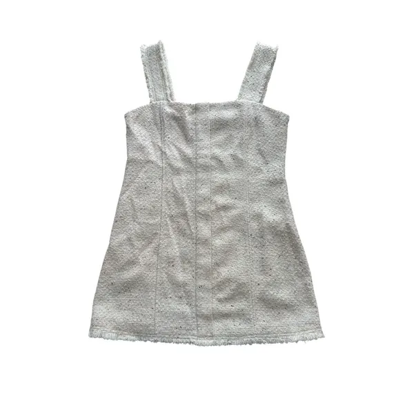 House of Harlow 1960 Tweed Boucle Mini‎ Dress Medium White Square Neck Sheath - Image 2