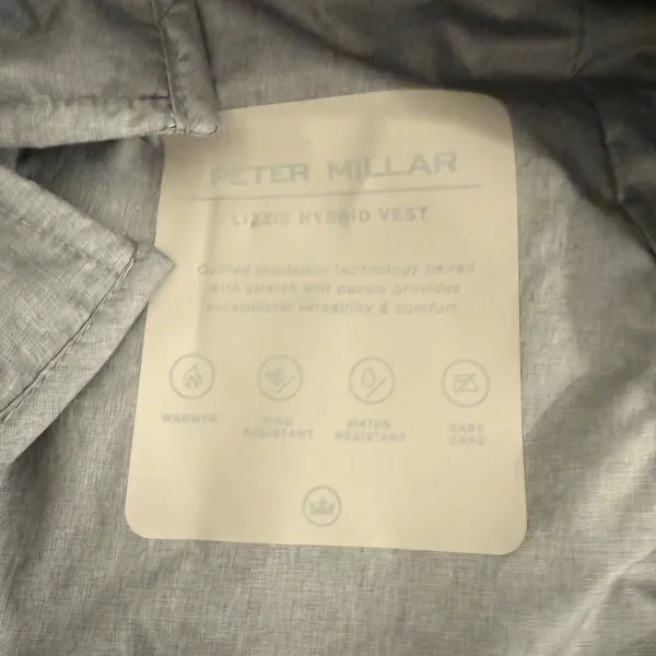 Peter Millar Lizzie Hybrid Vest Womens Large Cream Gray Plaid Quilted Full Zip - Image 9