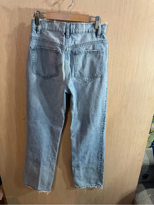 Zara High Rise Button Fly Light Wash Straight Jeans Size 2 - Image 5