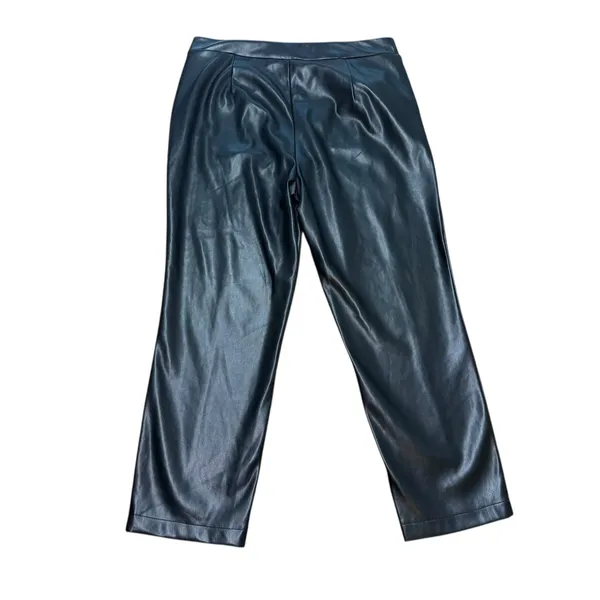 Marc New York Andrew Marc Faux‎ Leather Pants Gold Button Detail Womens L - Image 4