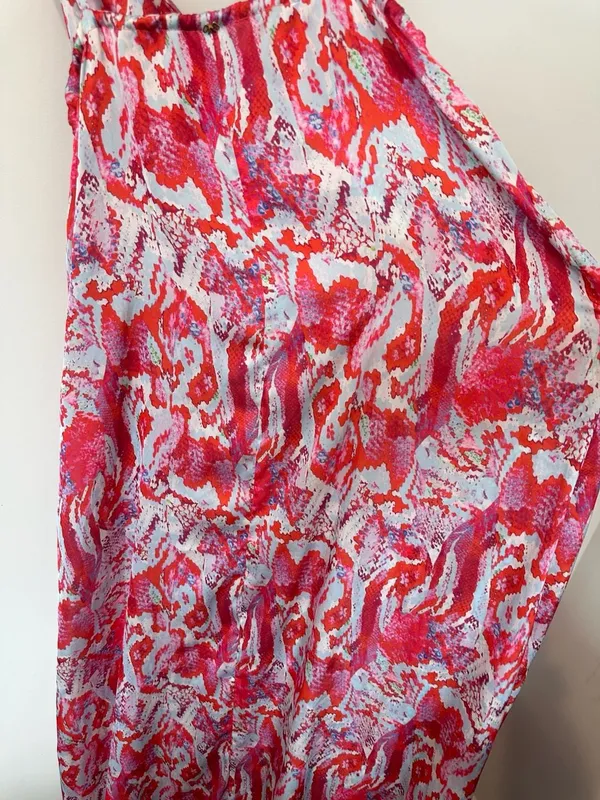 Pilyq Maxi Dress Size M/L Red Print Sleeveless V-Neck - Image 7