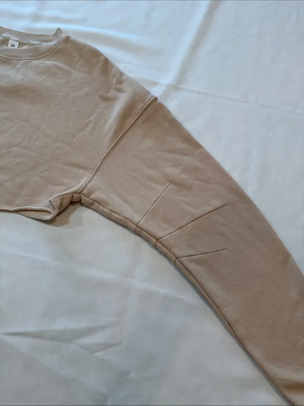 ALO Yoga Extreme Cropped Pullover Macadamia/Light Beige Size XS - Image 5