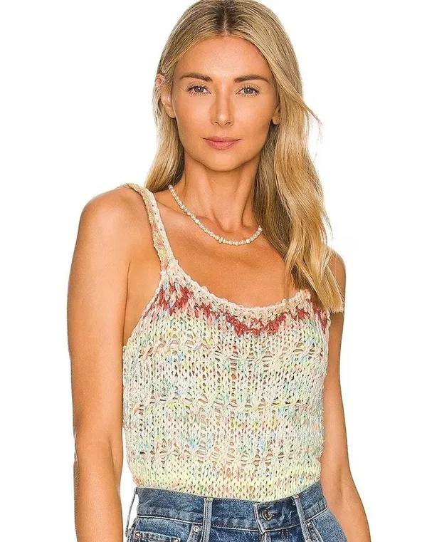 Free People NWOT Palmetto Cotton Blend Tank Top Large Candied Dream Combo - Image 2