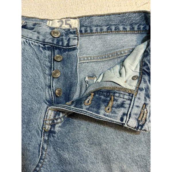 Free People Distressed Straight Leg Jeans Loose Fit Women's Size 25 Button Fly - Image 3