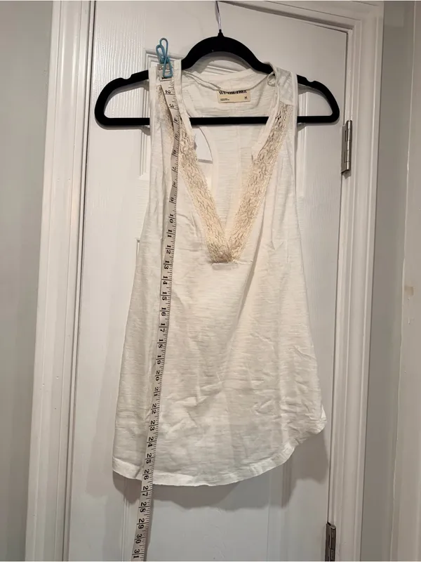 NWOT Free People We The Free Size M Cream Crochet Trim Racerback Layer Tank Top - Image 12