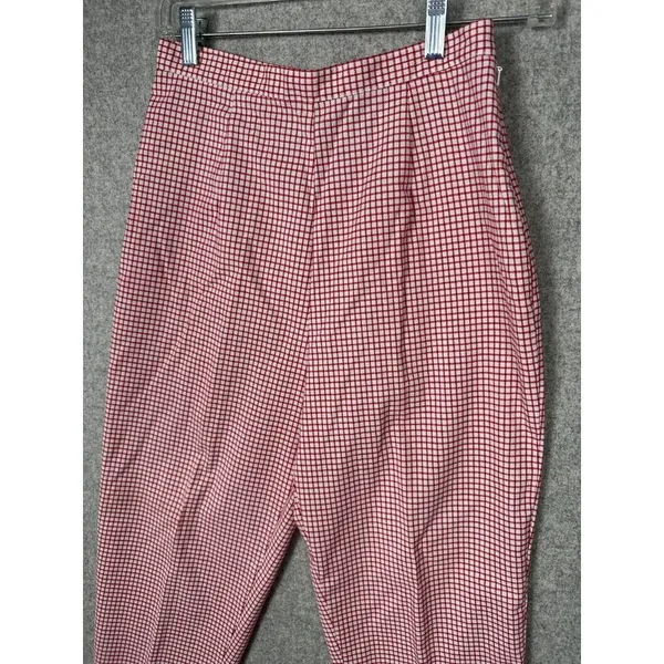 Vintage Express Compagnie‎ 90s Womens 5/6 Pants High Waisted Red White Tapered - Image 5