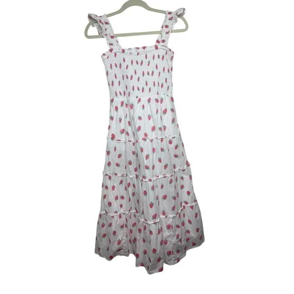 J. Crew Strawberry Smocked Tiered Midi Dress Sz. XXS - Image 3