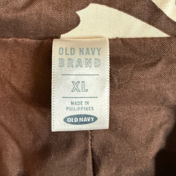 XL Brown White Crop Floral Print Blazer Jacket Pockets Old Navy - Image 3