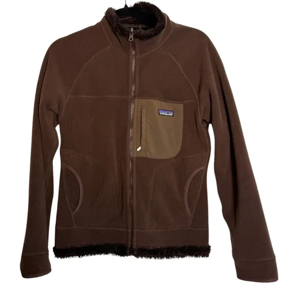 Patagonia Windzone Fleece Brown Reversible Zip Sweater Women's Size Small - Image 3