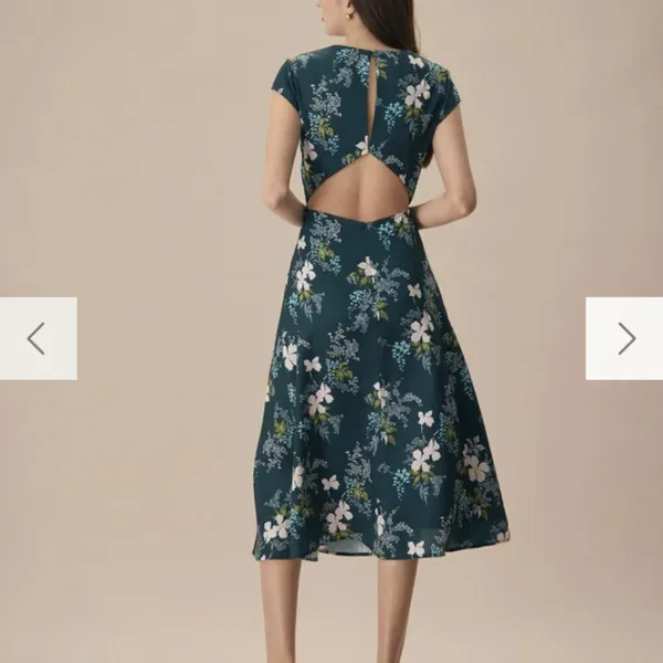 RIHOAS The Green Round Neck Cutout Floral Midi Dress - Image 5