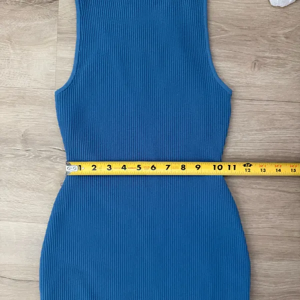 Aritzia Babaton Sculpt Knit Racer Mini Dress in Flagstone Blue - Image 2