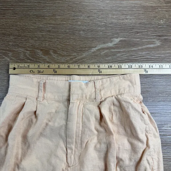 Abercrombie & Fitch Womens S Short Linen Blend Wide Leg Pants Peach High Rise - Image 9
