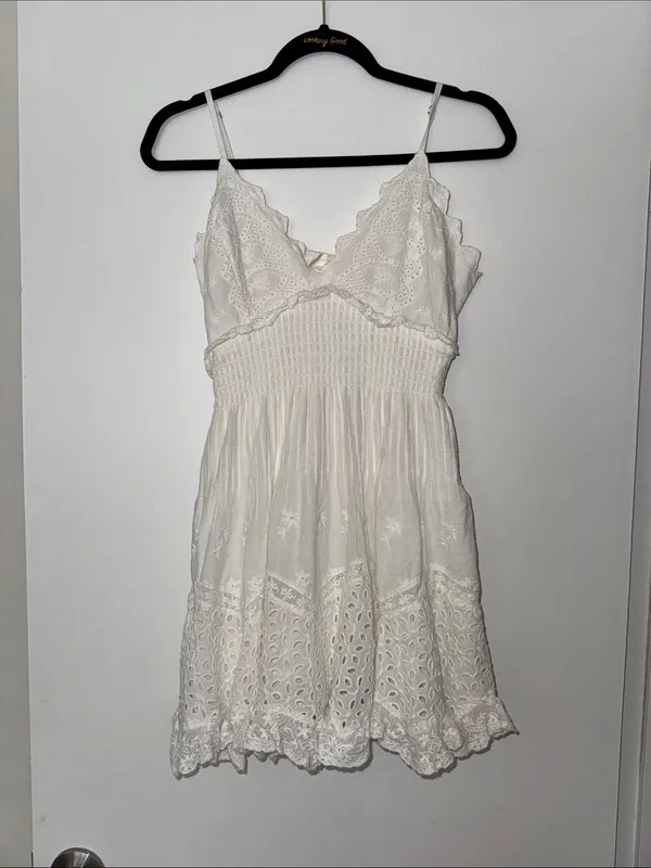 LoveShackFancy Azar Cotton Bandana Eyelet Mini Dress Size Medium - Image 3