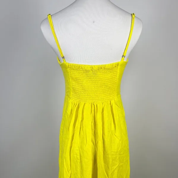 NWOT Farm Rio Linen Blend Yellow Sleeveless Midi Dress Size L - Image 10