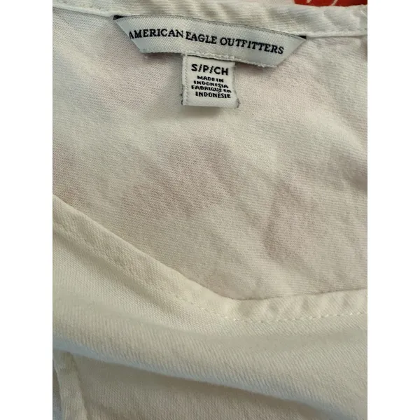American Eagle White Distressed Fringe Tank Top | 100% Cotton | Size Small - Image 4