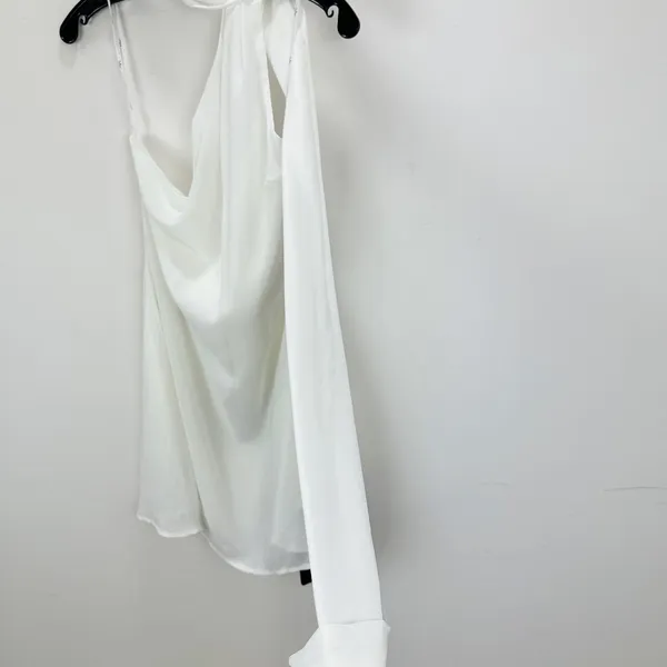 Lulus Isloda Ivory One-Shoulder Backless Sash Mini Dress with Scarf Small NWT - Image 8