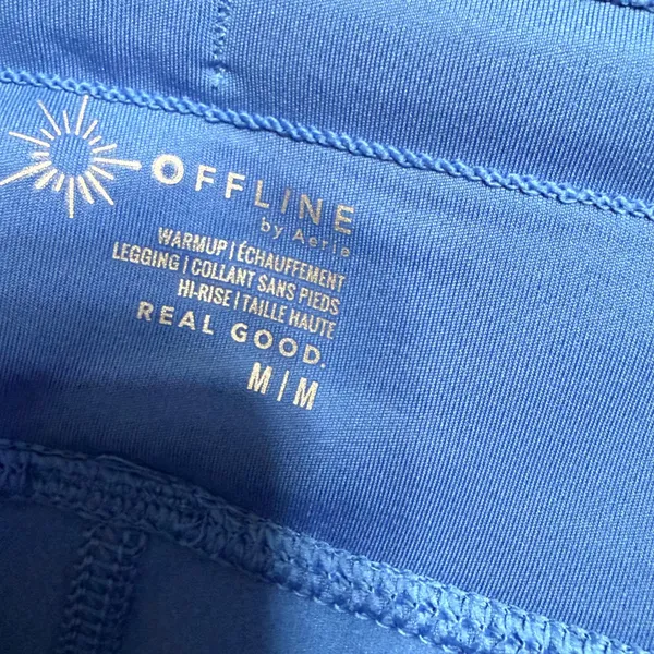 OFFLINE by Aerie Blue Daisy Floral Warmup Leggings High Rise Pockets Womens M - Image 5