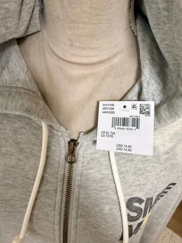 American Eagle “Smile More" distressed bleach wash full zip sweatshirt XL Tall - Image 9
