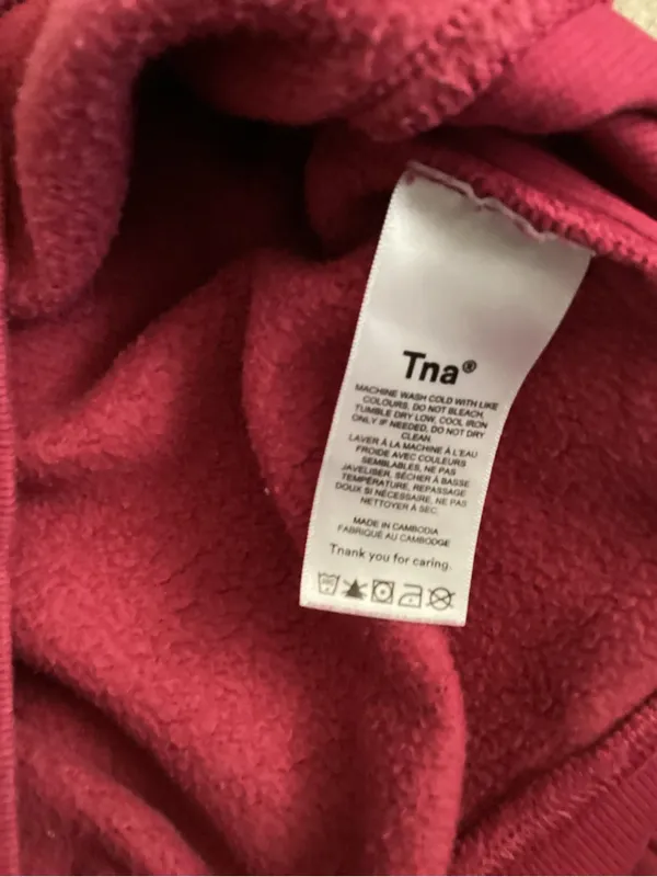 TNA by Aritzia cozy fleece burgundy wine crewneck sweatshirt pullover - Image 5